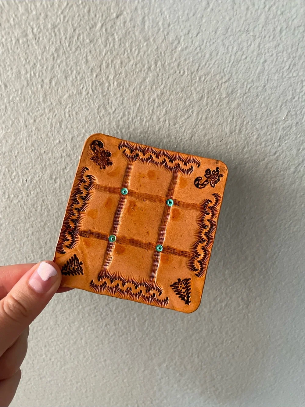 🌻5/$15🌻 Handmade | Christmas Holiday Leather Tic-Tac-Toe Board and Tokens